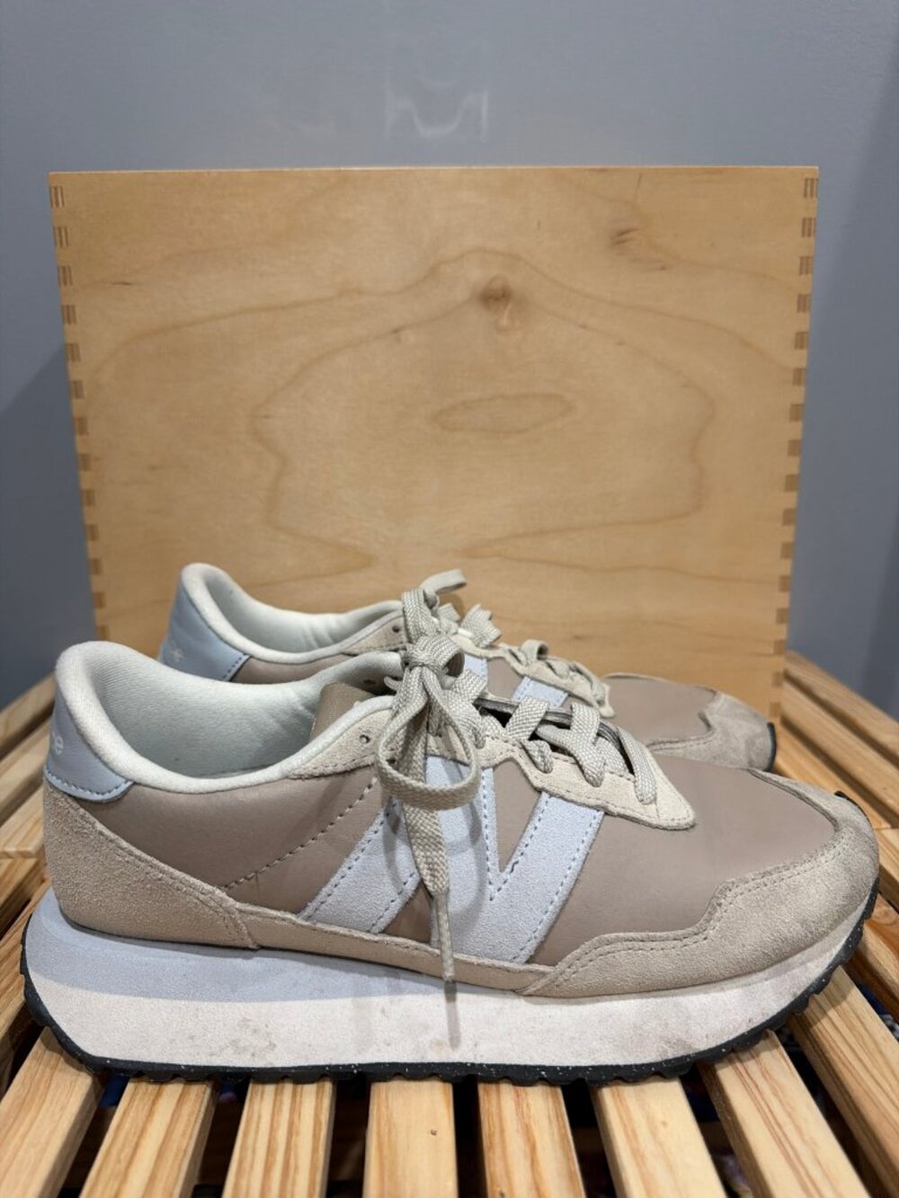 New Balance 237 Intelligent Choice Sneakers – Taupe Gray Blue Size 7.5
